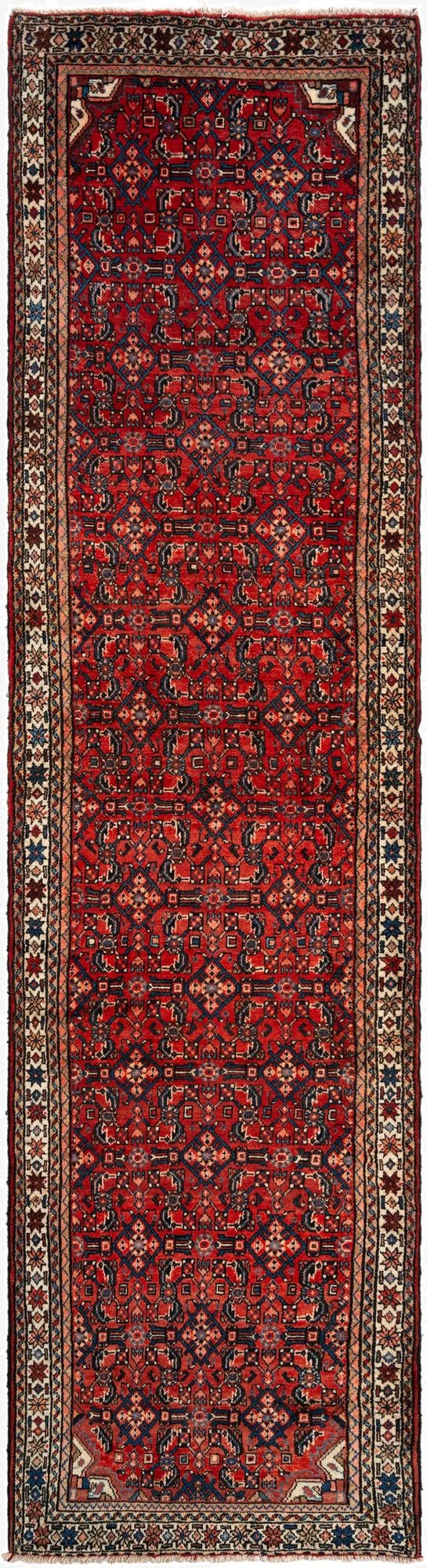  3' 8 x 13' 9 Hamedan Wool Runner Rug