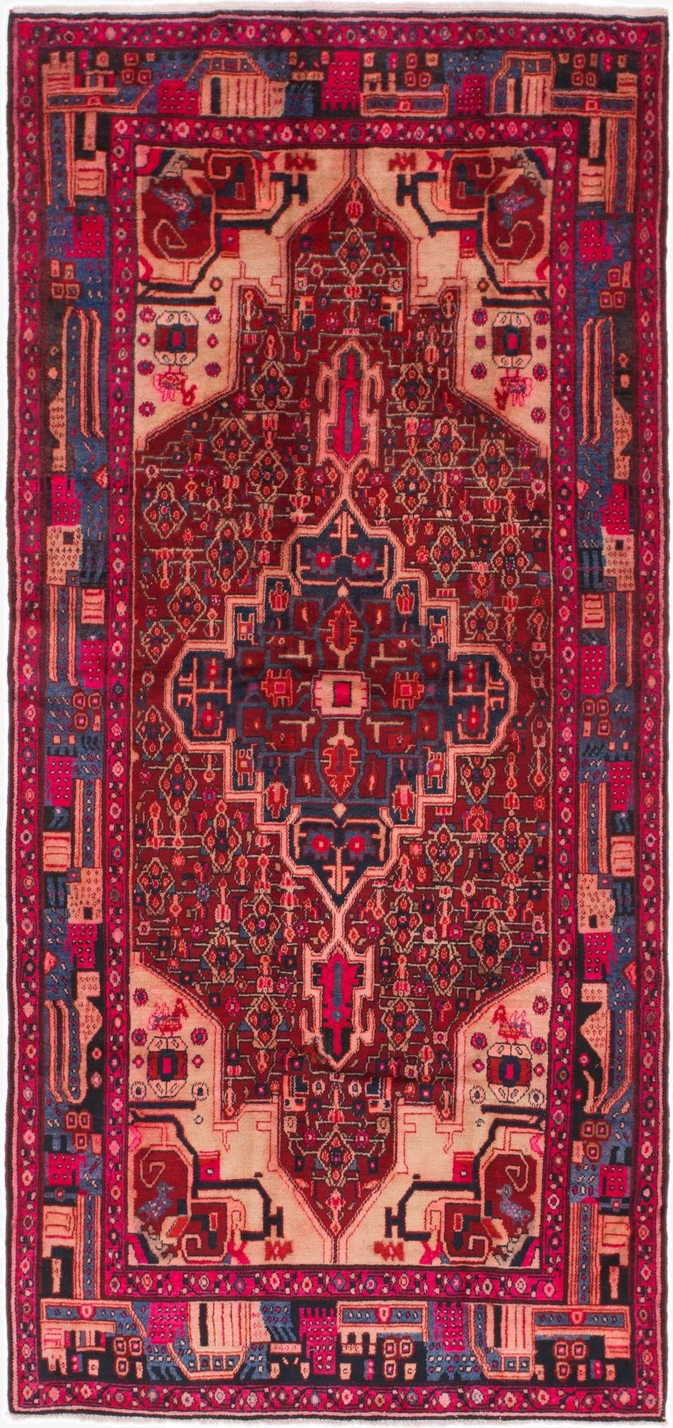  5' 3 x 11' 4  Hand Knotted Hamedan Persian Wool Runner Rug