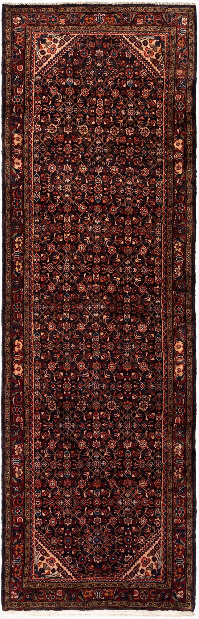  3' 11 x 12' 7 Hamedan Wool Runner Rug