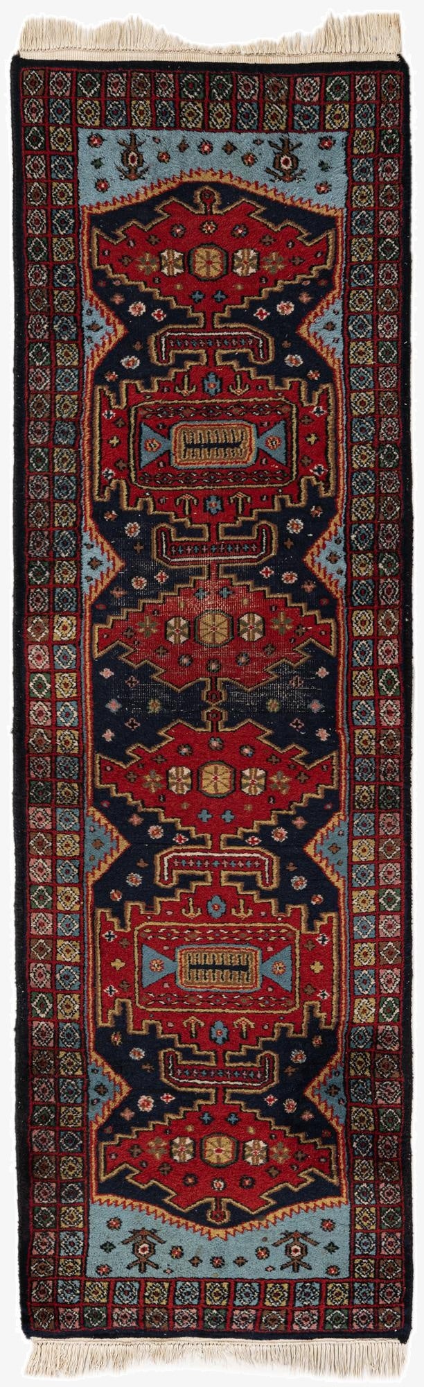  2' 2 x 7' 2  Hand Knotted Hamedan Persian Wool Runner Rug