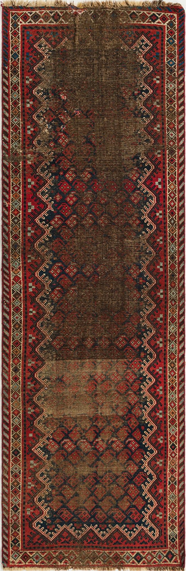  3' x 9' 4  Hand Knotted Hamedan Persian Wool Runner Rug