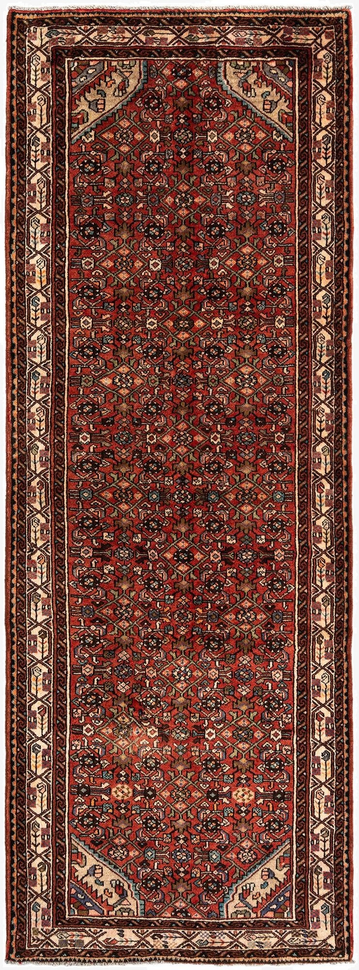  3' 5 x 9' 8 Hamedan Wool Runner Rug