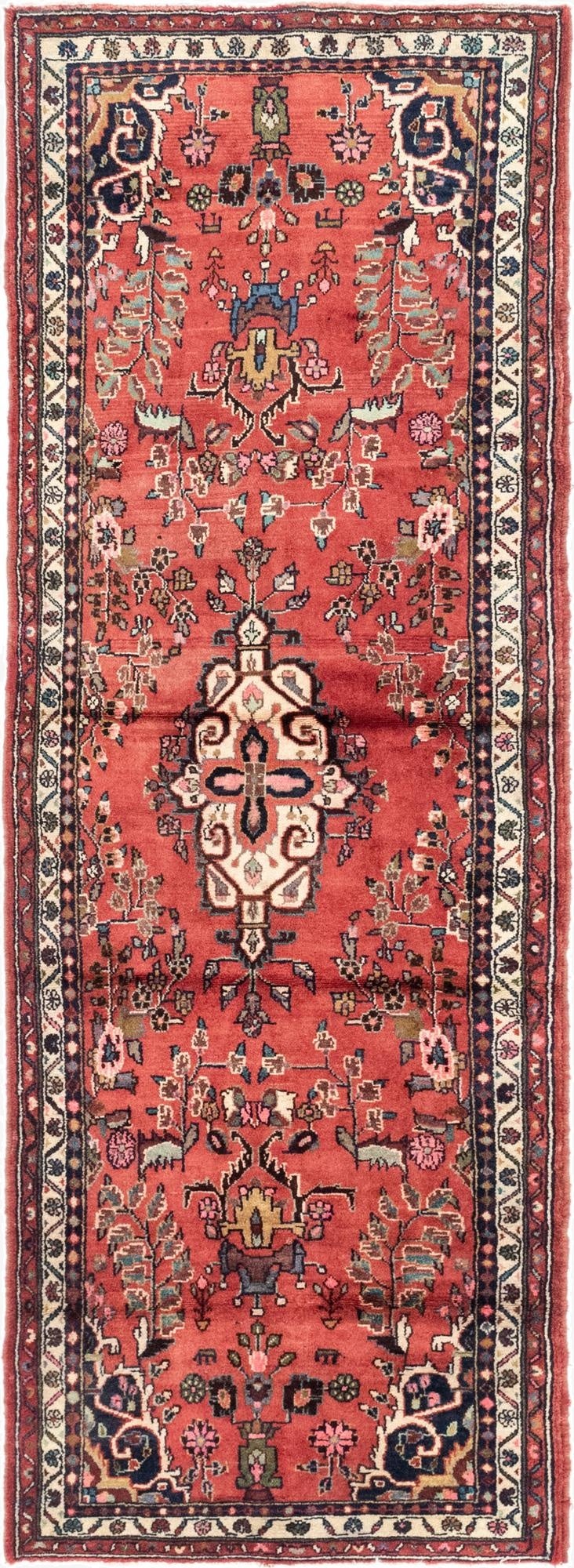  3' 6 x 10' 2  Hand Knotted Hamedan Persian Wool Runner Rug