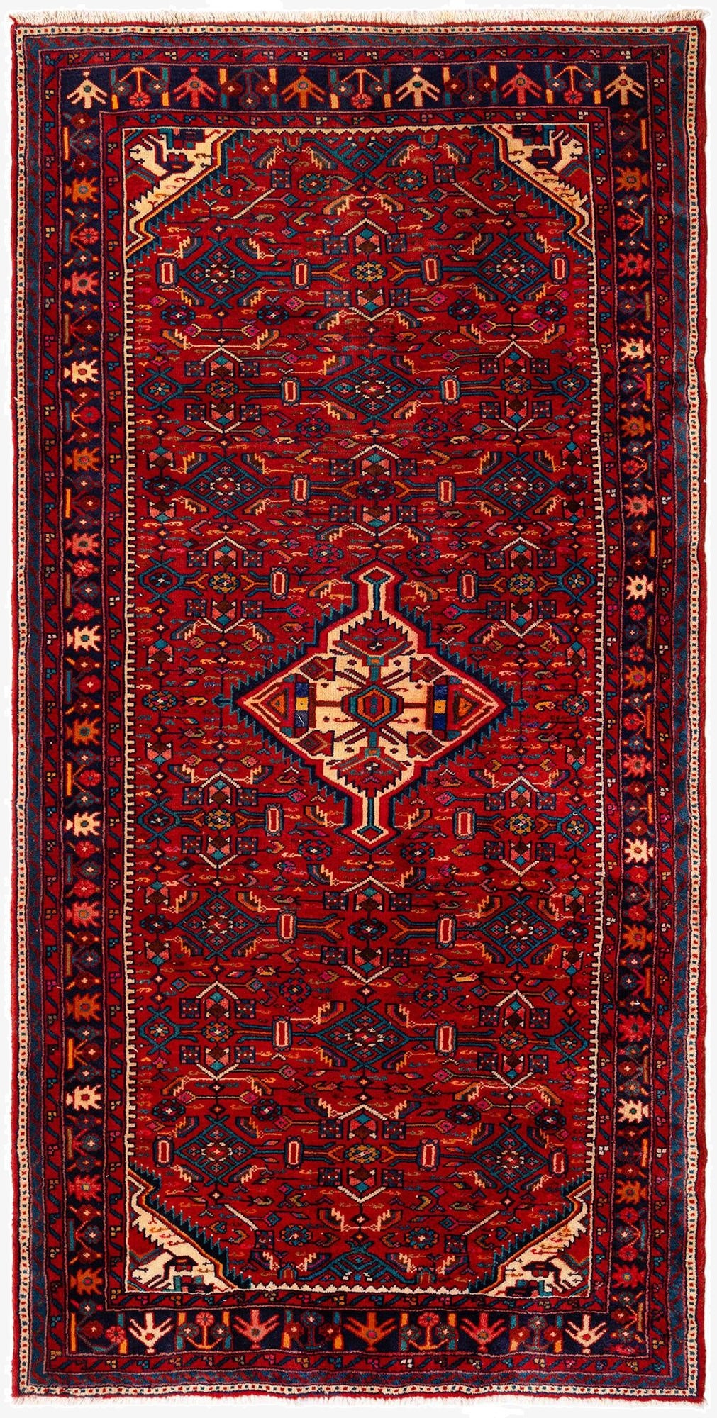  4' 11 x 9' 9 Hamedan Wool Runner Rug