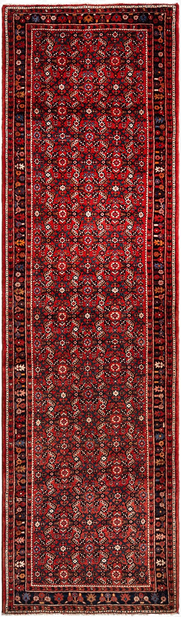  3' 9 x 12' 11 Hamedan Wool Runner Rug