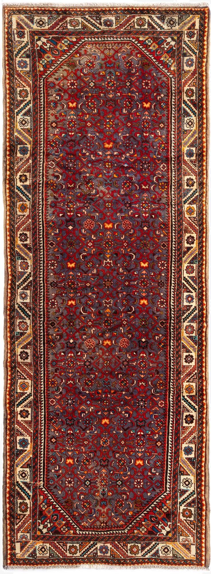 3' 7 x 10' 2 Hamedan Wool Runner Rug