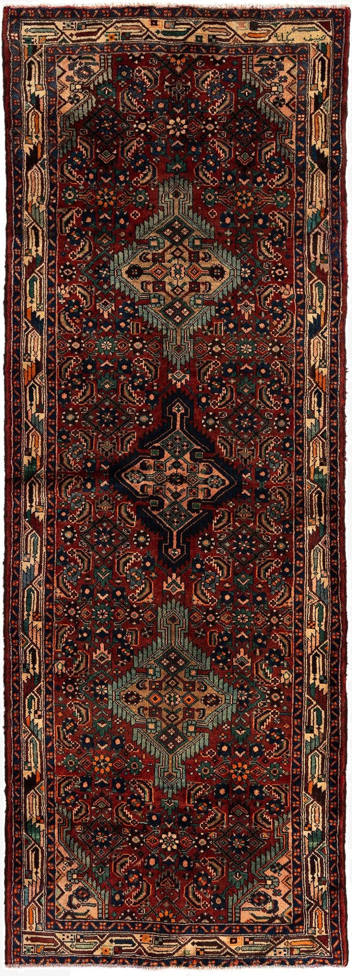 3' 5 x 9' 10 Hamedan Wool Runner Rug