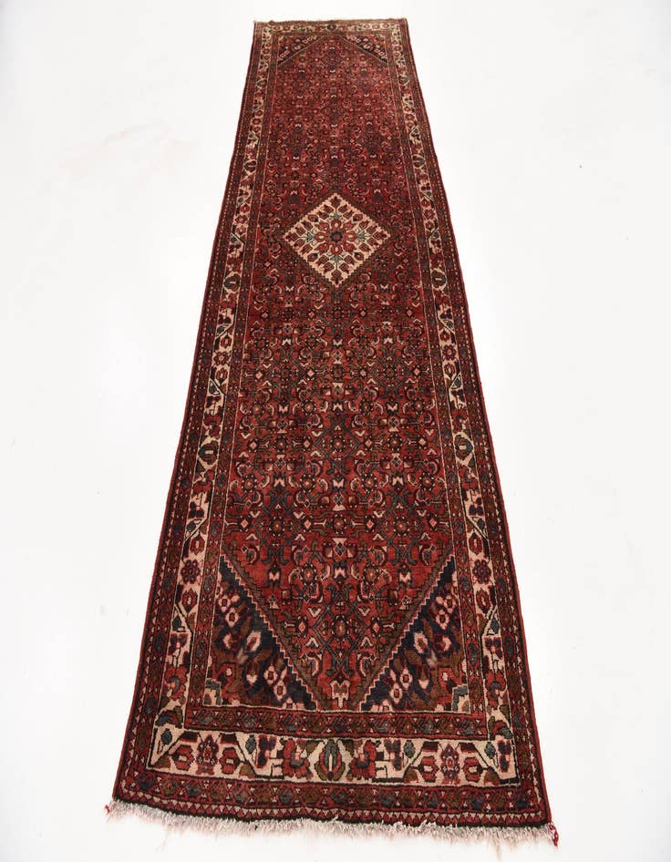 Detail image of 3' 9 x 9' 8 Hand Knotted Hossainabad Persian Wool Runner Rug