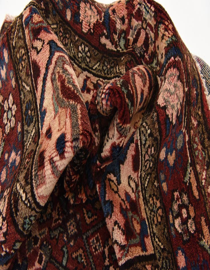 Detail image of  4' x 9' 7  Hand Knotted Hossainabad Persian Wool Runner Rug