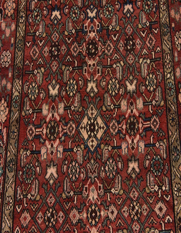 Detail image of  4' x 9' 7  Hand Knotted Hossainabad Persian Wool Runner Rug
