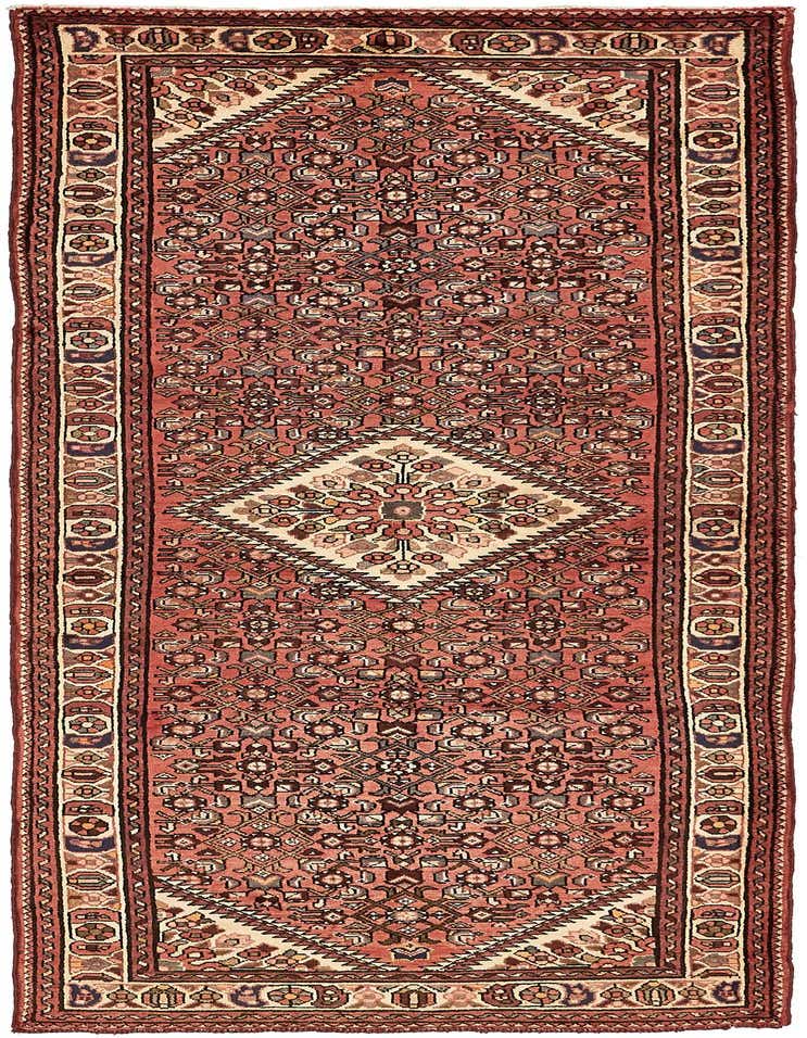 A 10 Ft runner rug in red with a traditional Persian botanical and tribal pattern, featuring a central medallion.