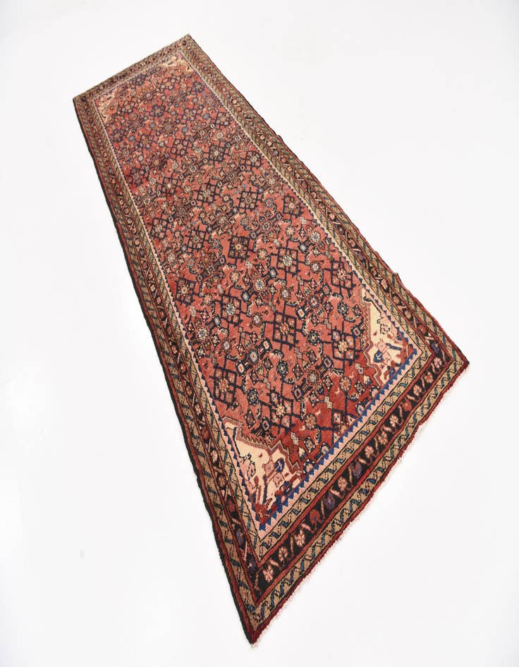 Detail image of  3' 10 x 9' 10  Hand Knotted Hossainabad Persian Wool Runner Rug