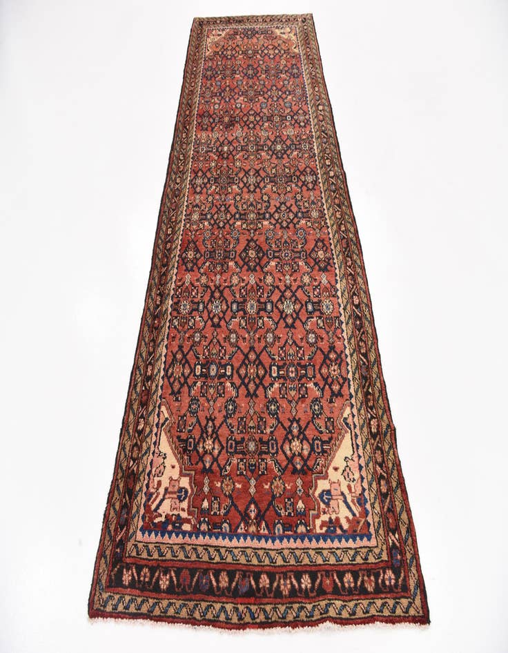 Detail image of  3' 10 x 9' 10  Hand Knotted Hossainabad Persian Wool Runner Rug