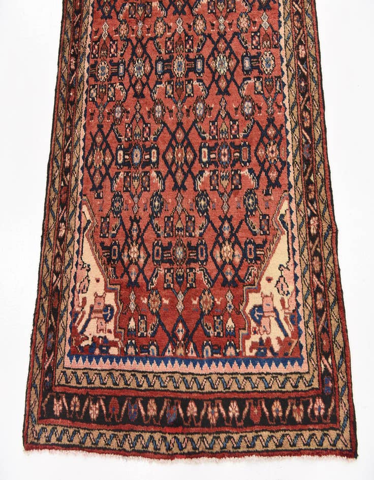 Detail image of  3' 10 x 9' 10  Hand Knotted Hossainabad Persian Wool Runner Rug