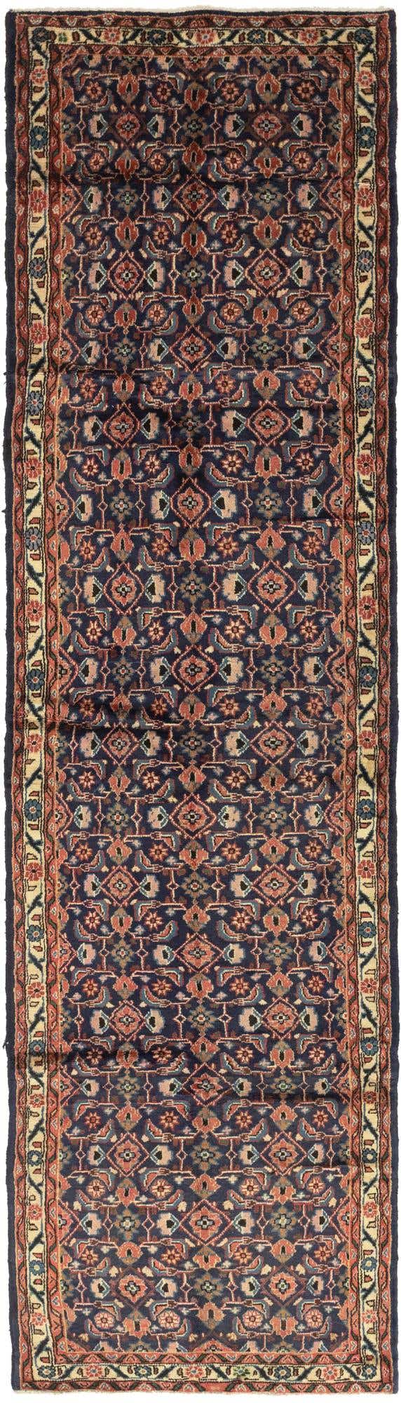 Primary image 3' 8 x 13' 8 Hand Knotted Hossainabad Persian Wool Runner Rug