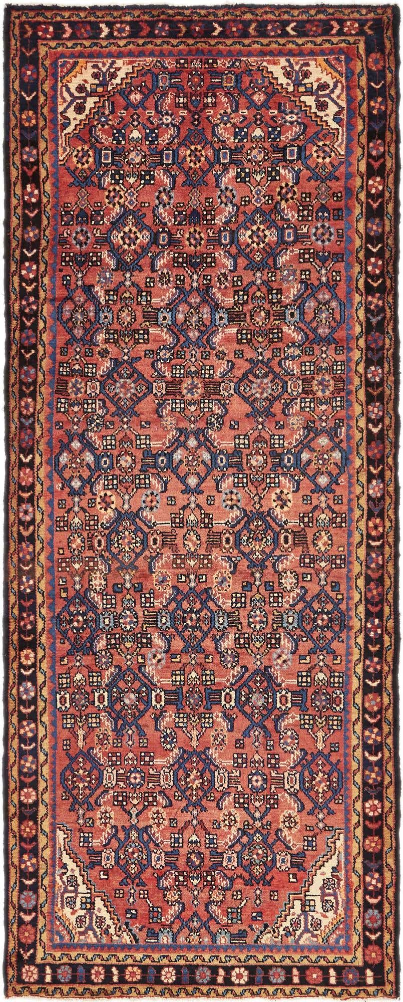 Primary image 3' 10 x 9' 9 Hand Knotted Hossainabad Persian Wool Runner Rug