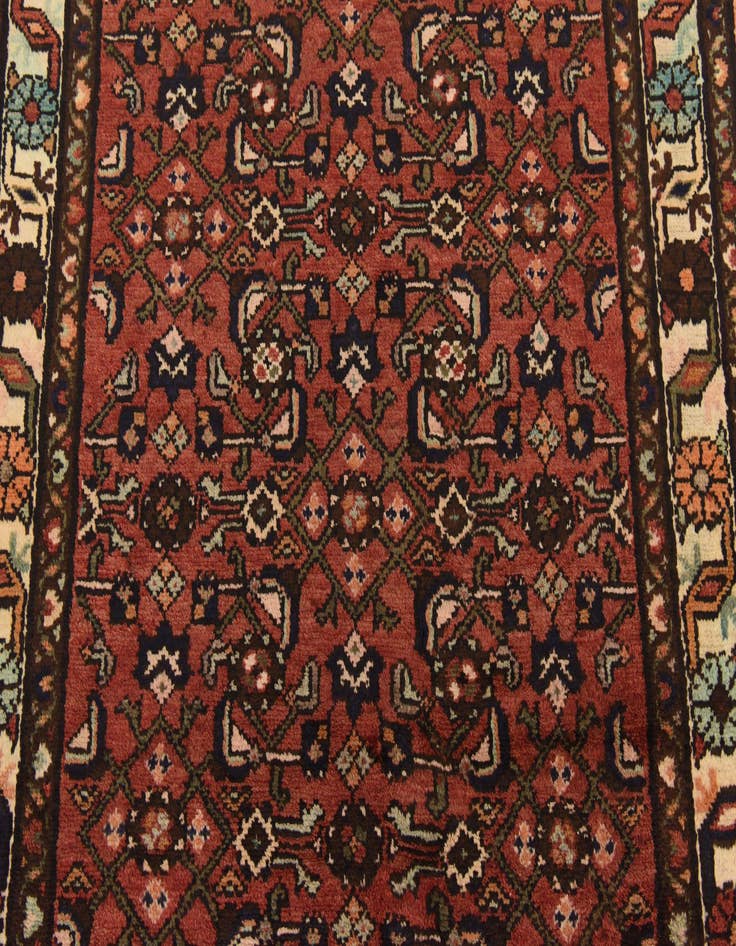 Detail image of  4' x 9' 10  Hand Knotted Hossainabad Persian Wool Runner Rug