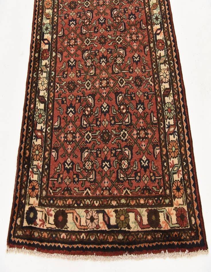 Detail image of  4' x 9' 10  Hand Knotted Hossainabad Persian Wool Runner Rug