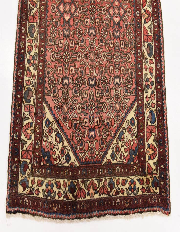 Detail image of  3' 10 x 10'  Hand Knotted Hossainabad Persian Wool Runner Rug