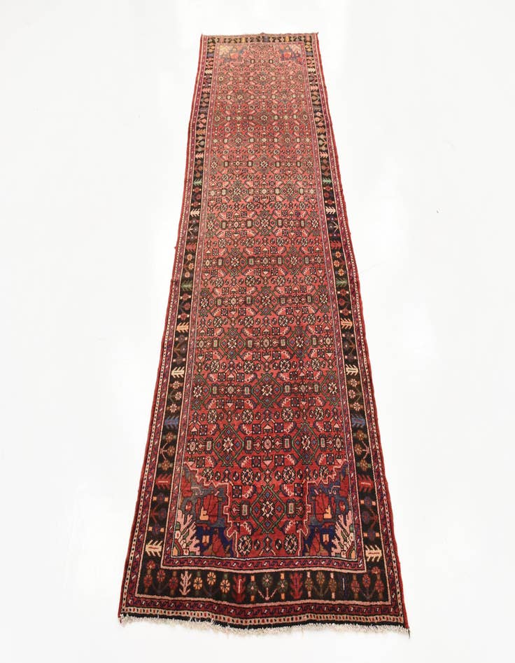 Detail image of  3' 9 x 9' 10  Hand Knotted Hossainabad Persian Wool Runner Rug