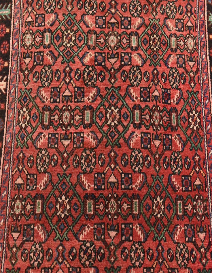 Detail image of  3' 9 x 9' 10  Hand Knotted Hossainabad Persian Wool Runner Rug