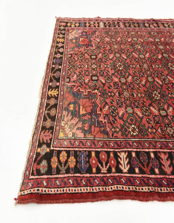 Detail image of  3' 9 x 9' 10  Hand Knotted Hossainabad Persian Wool Runner Rug