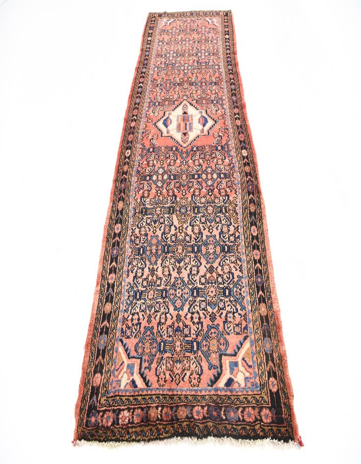 Detail image of  3' 10 x 10'  Hand Knotted Hossainabad Persian Wool Runner Rug