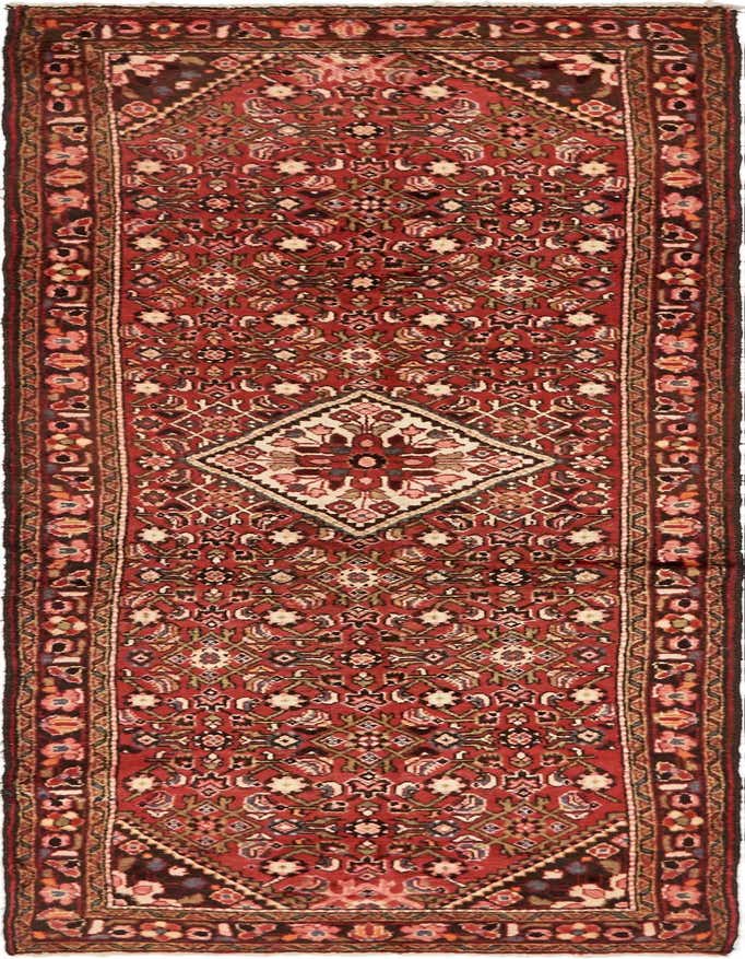 A 10 Ft red tribal runner rug with intricate Persian patterns and a central medallion, ideal for a hallway.