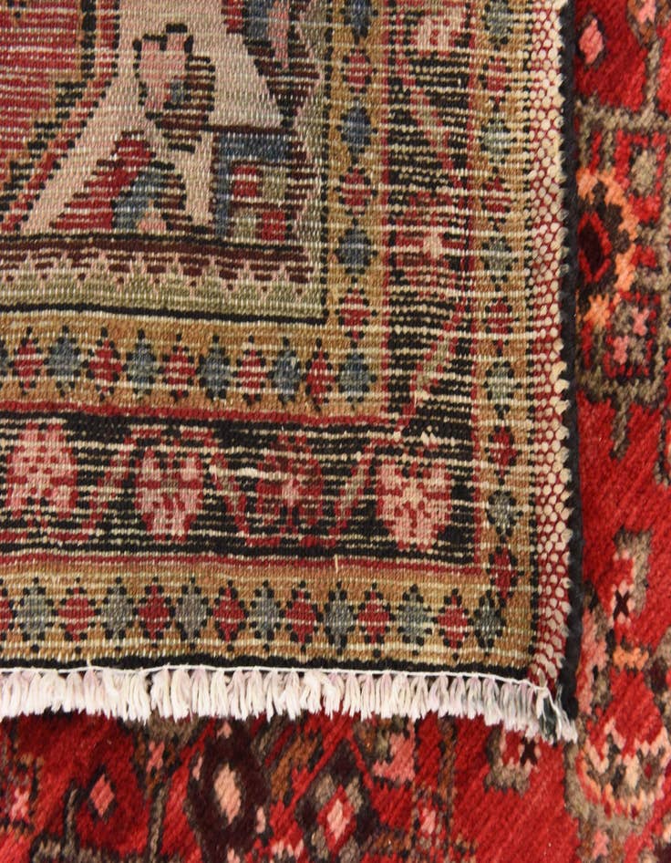 Detail image of 3' 9 x 9' 9 Hand Knotted Hossainabad Persian Wool Runner Rug