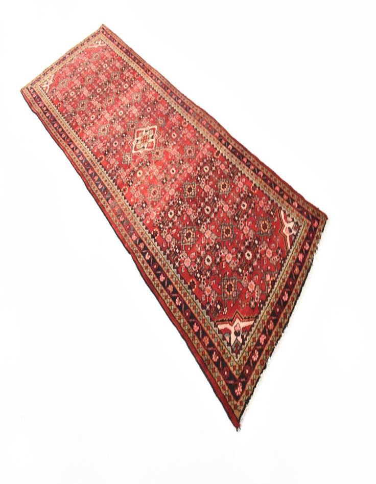 Detail image of 3' 9 x 9' 9 Hand Knotted Hossainabad Persian Wool Runner Rug