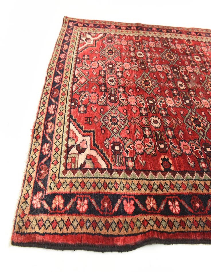 Detail image of 3' 9 x 9' 9 Hand Knotted Hossainabad Persian Wool Runner Rug