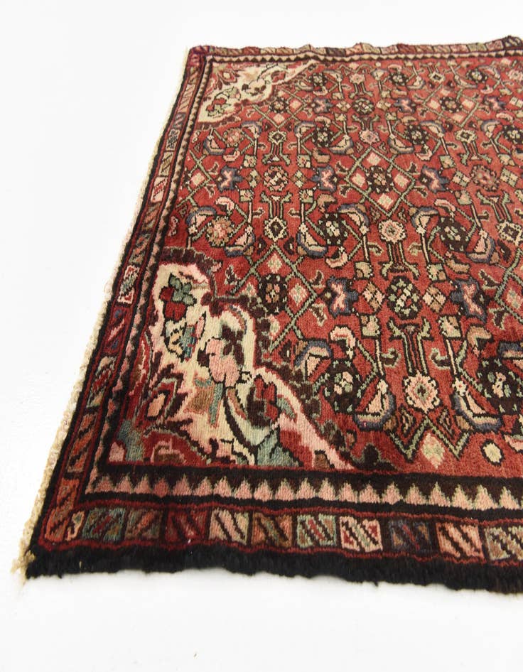 Detail image of  3' 11 x 10' 1  Hand Knotted Hossainabad Persian Wool Runner Rug