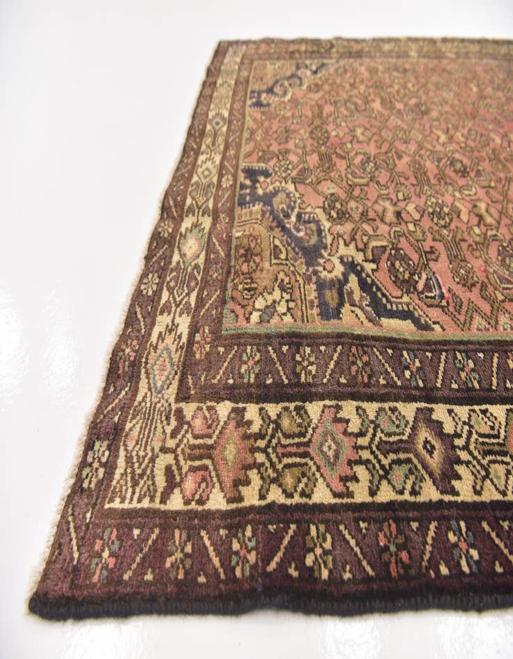 Detail image of  4' 5 x 10' 10  Hand Knotted Hossainabad Persian Wool Runner Rug