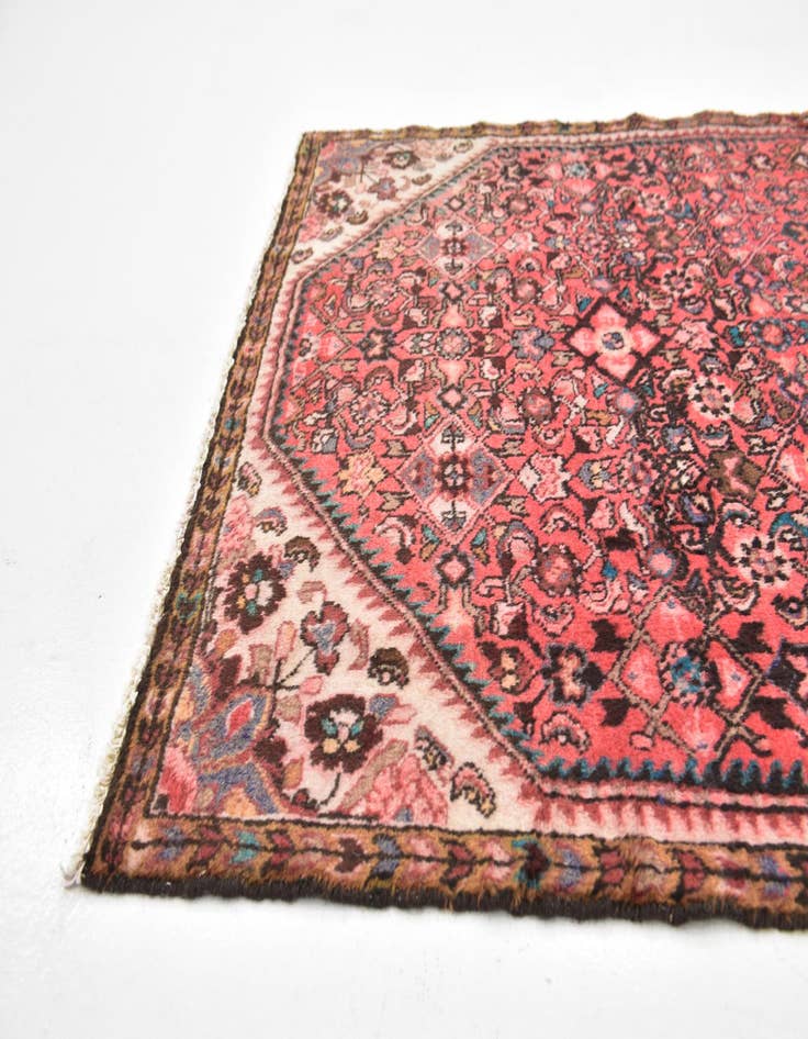 Detail image of 4' x 9' 7 Hand Knotted Hossainabad Persian Wool Runner Rug