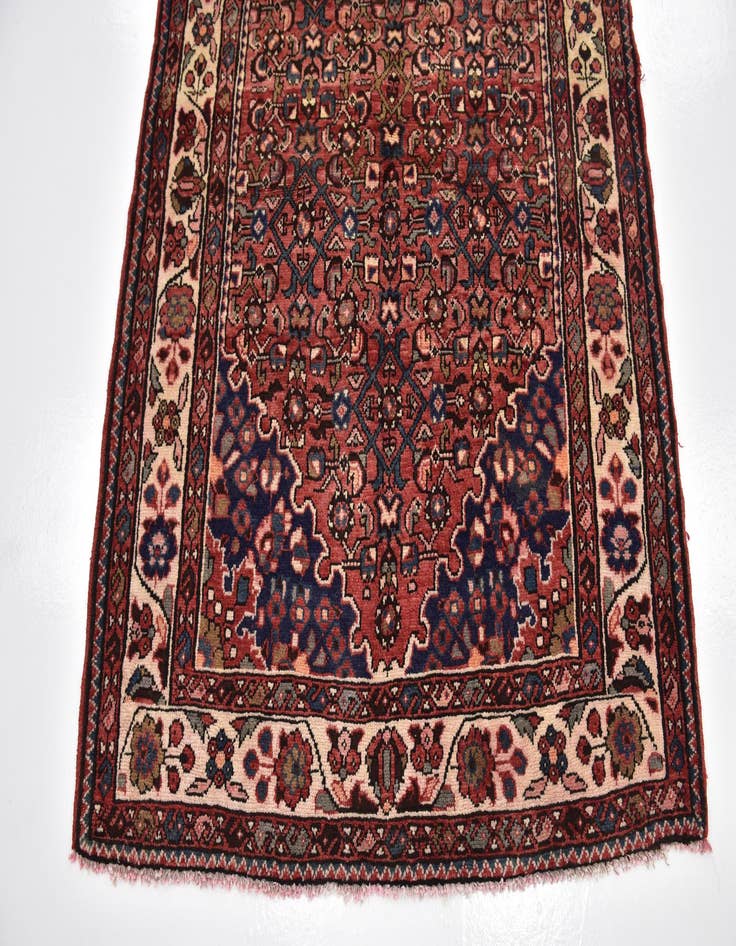 Detail image of 4' x 9' 6 Hand Knotted Hossainabad Persian Wool Runner Rug