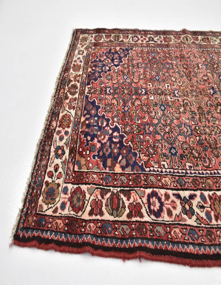Detail image of 4' x 9' 6 Hand Knotted Hossainabad Persian Wool Runner Rug