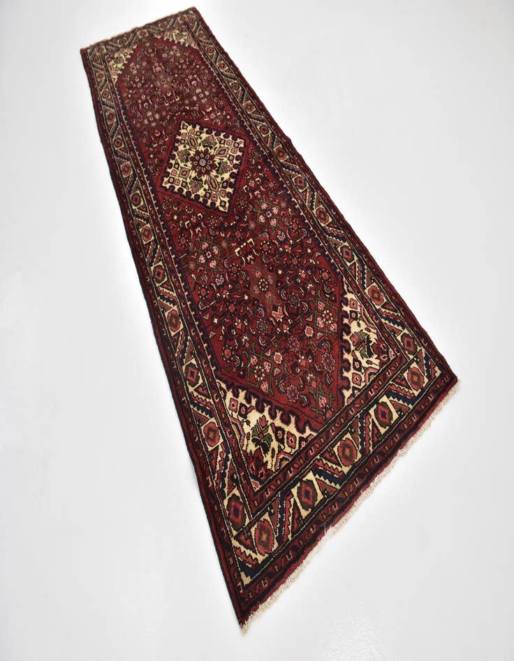 Detail image of 3' 8 x 9' 9 Hand Knotted Hossainabad Persian Wool Runner Rug