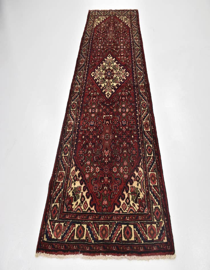 Detail image of 3' 8 x 9' 9 Hand Knotted Hossainabad Persian Wool Runner Rug