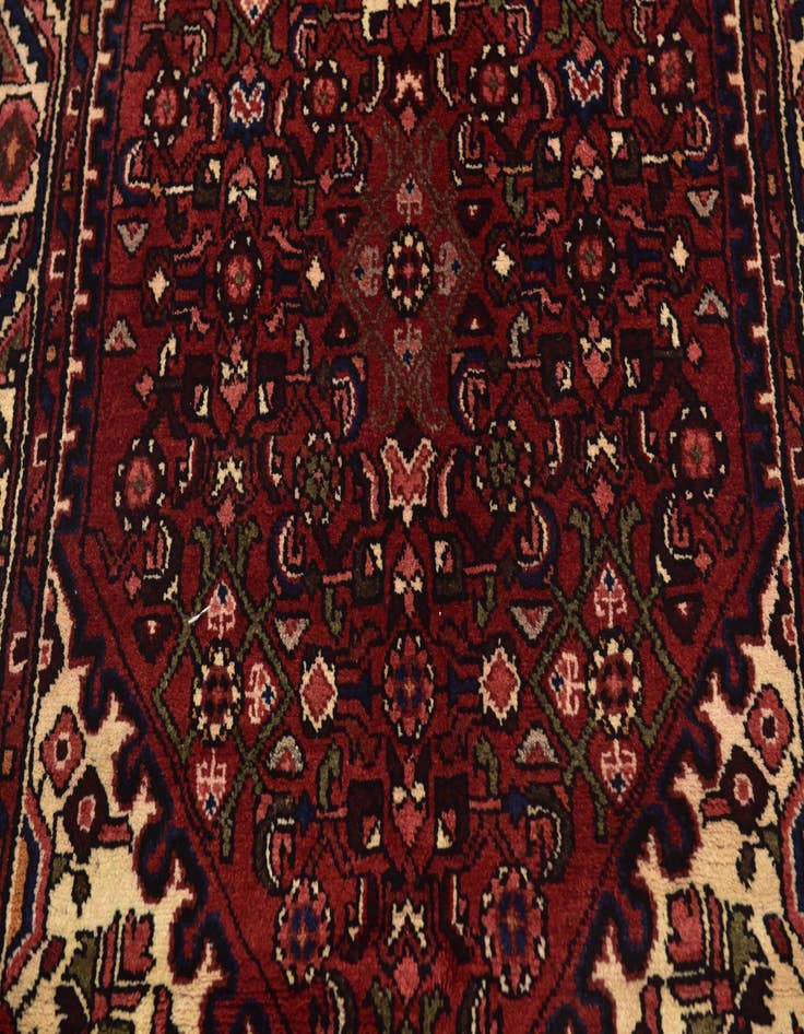 Detail image of 3' 8 x 9' 9 Hand Knotted Hossainabad Persian Wool Runner Rug
