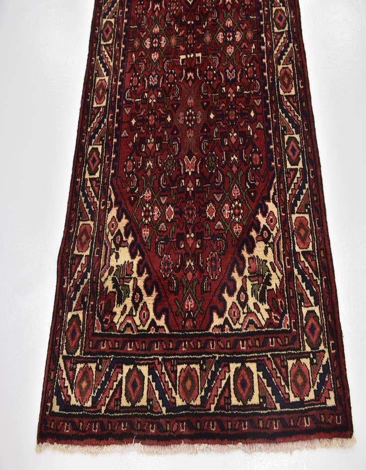 Detail image of 3' 8 x 9' 9 Hand Knotted Hossainabad Persian Wool Runner Rug