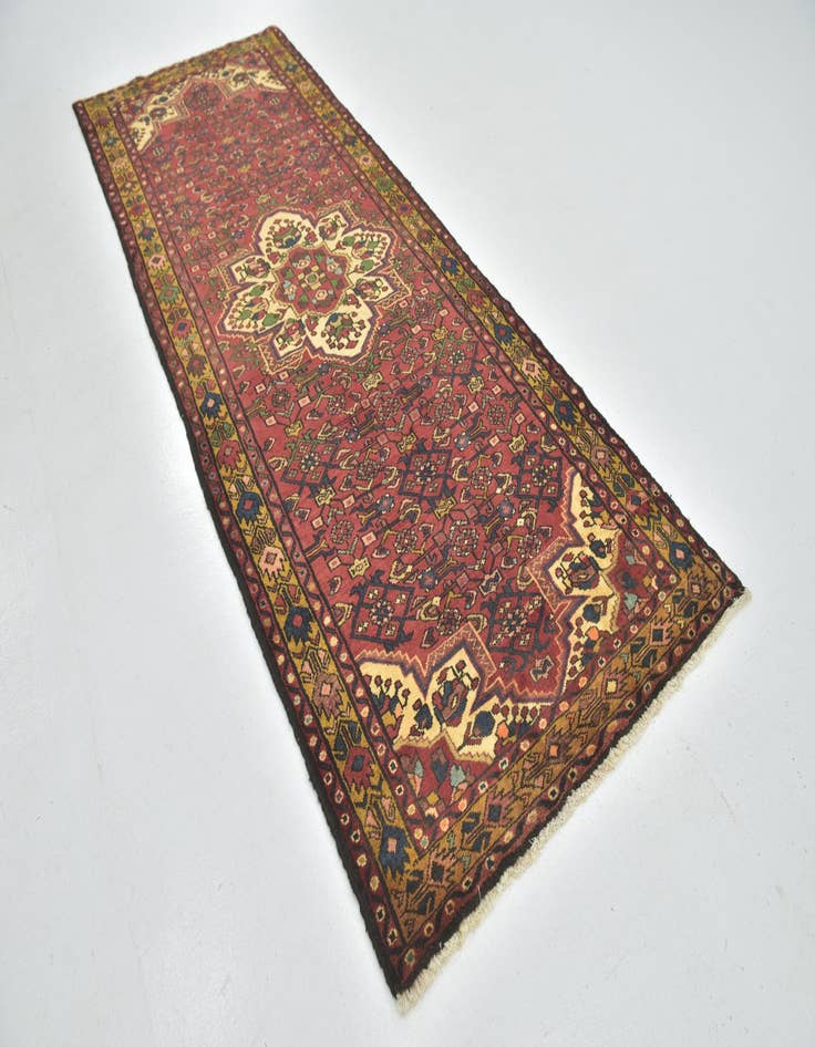 Detail image of  4' x 10' 2  Hand Knotted Hossainabad Persian Wool Runner Rug