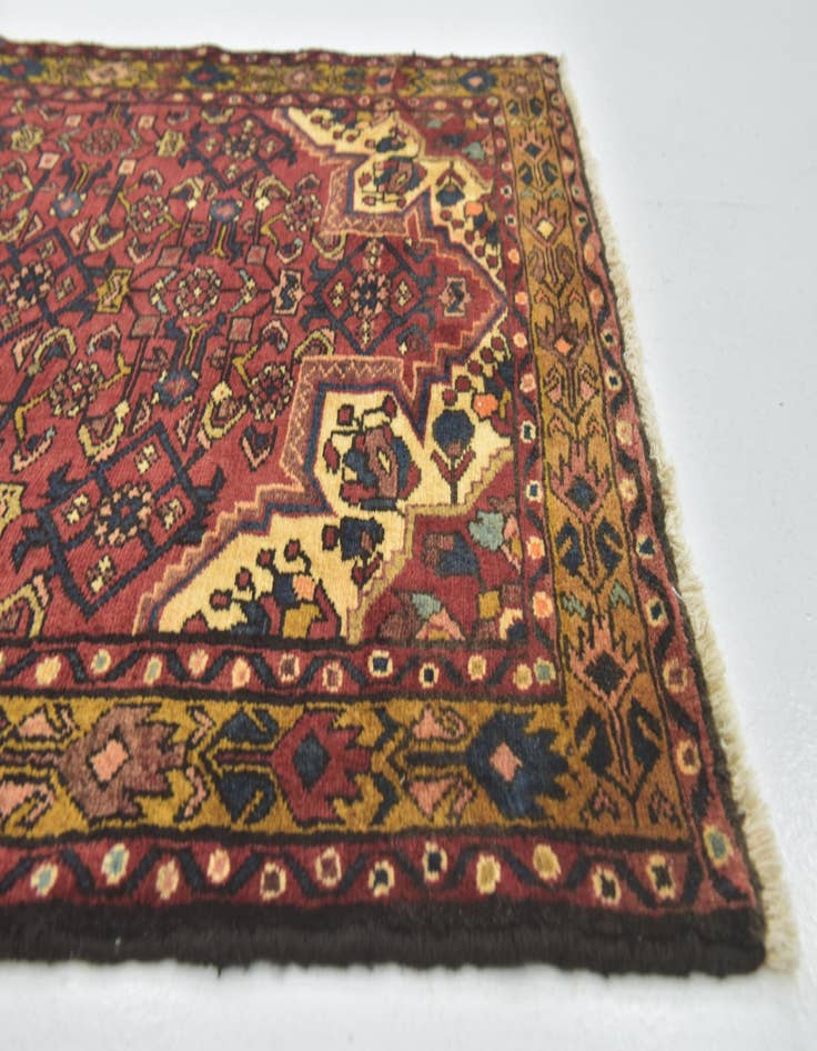 Detail image of  4' x 10' 2  Hand Knotted Hossainabad Persian Wool Runner Rug