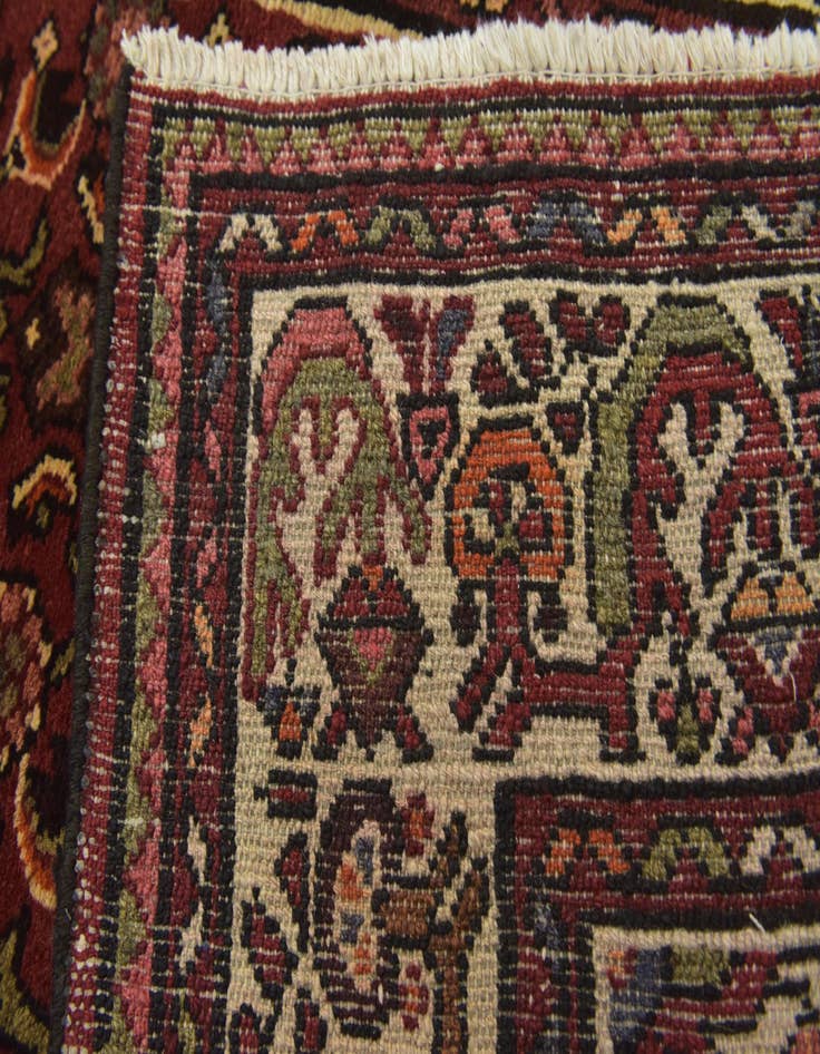 Detail image of  3' 10 x 9' 9  Hand Knotted Hossainabad Persian Wool Runner Rug