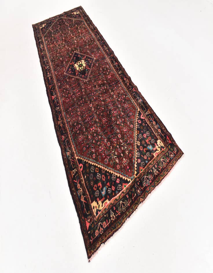 Detail image of 4' x 10' 4 Hand Knotted Hossainabad Persian Wool Runner Rug