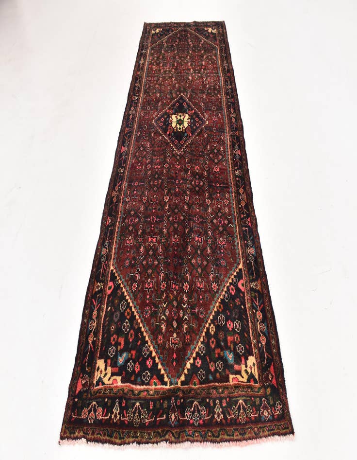 Detail image of 4' x 10' 4 Hand Knotted Hossainabad Persian Wool Runner Rug