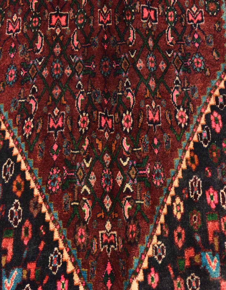Detail image of 4' x 10' 4 Hand Knotted Hossainabad Persian Wool Runner Rug