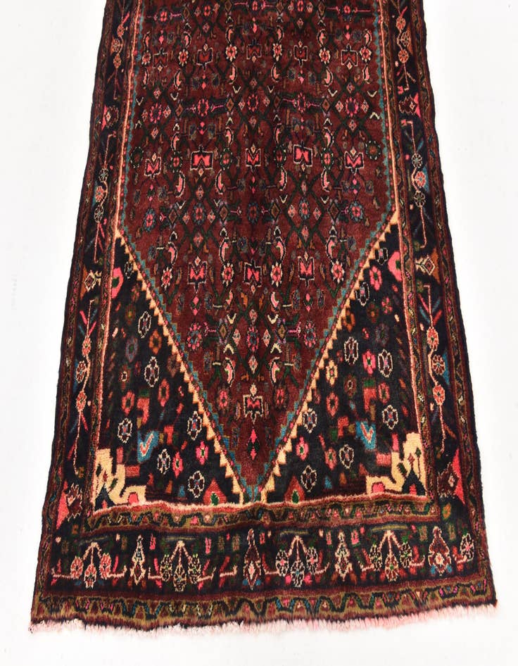 Detail image of 4' x 10' 4 Hand Knotted Hossainabad Persian Wool Runner Rug