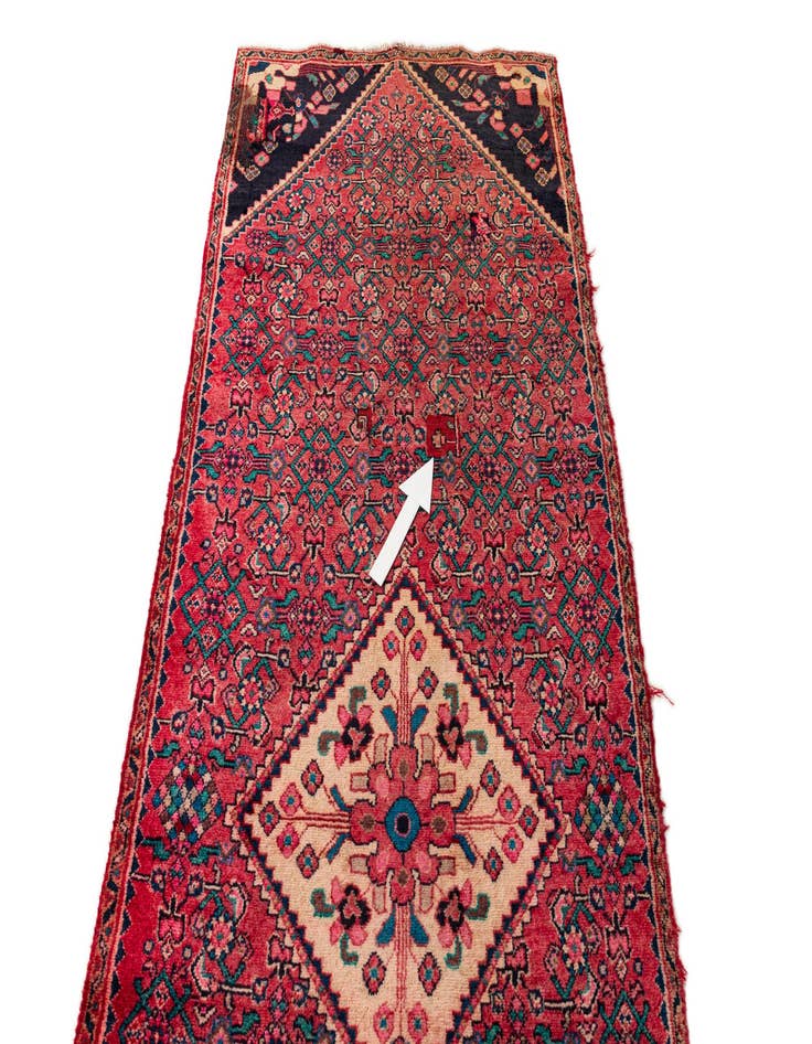 Detail image of  3' 5 x 9' 10  Hand Knotted Hossainabad Persian Wool Runner Rug