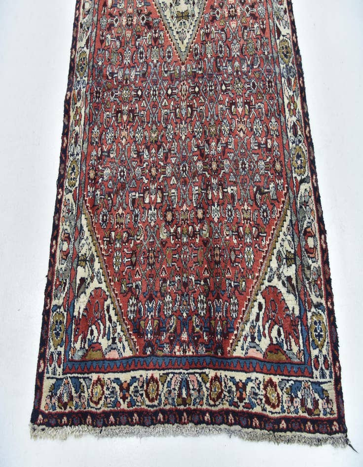 Detail image of  4' 3 x 10' 5  Hand Knotted Hossainabad Persian Wool Runner Rug