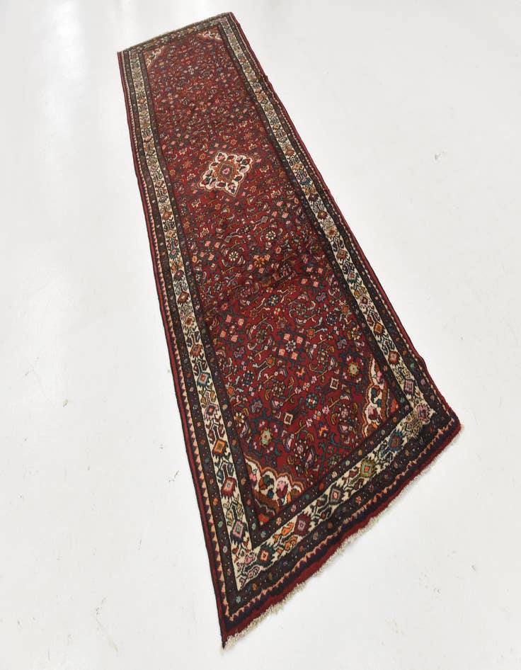 Detail image of  4' x 10' 5  Hand Knotted Hossainabad Persian Wool Runner Rug